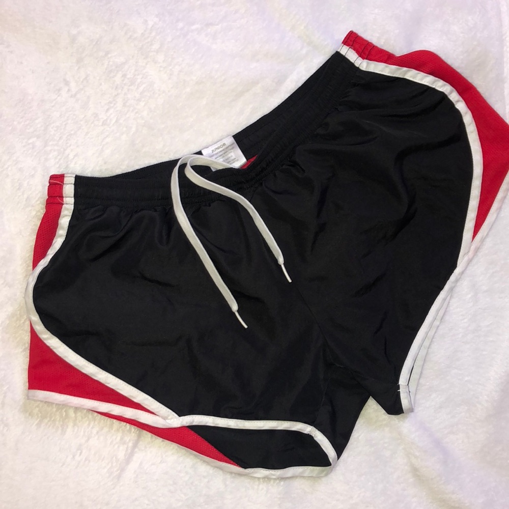 Black and red track shorts